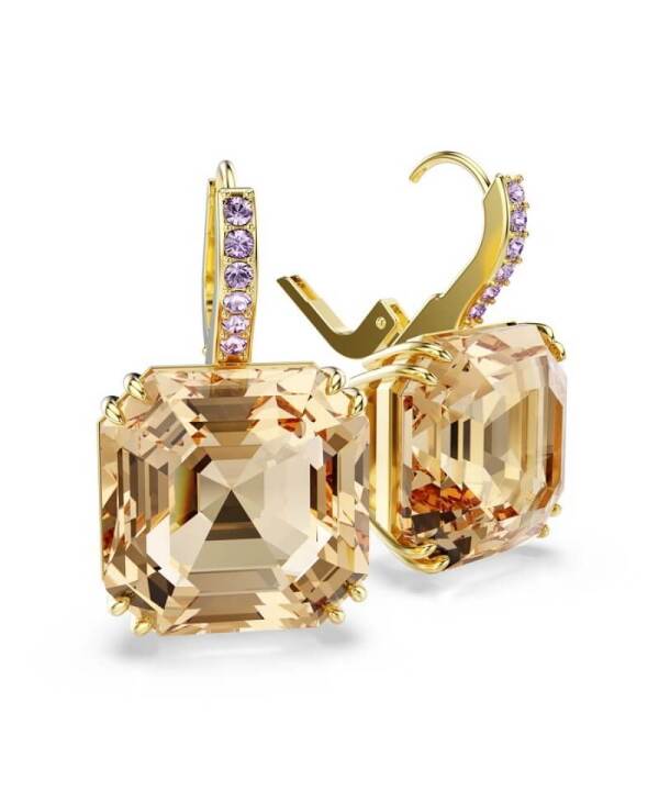 【Swarovski】Milleniaドロップピアス　専用ボックス付き Millenia ドロップピアス, スクエア・カット, グリーン