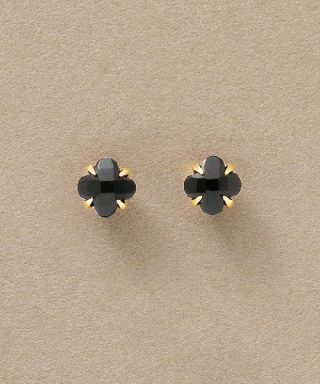[セカンドピアス] K18リリィカットオニキスピアス